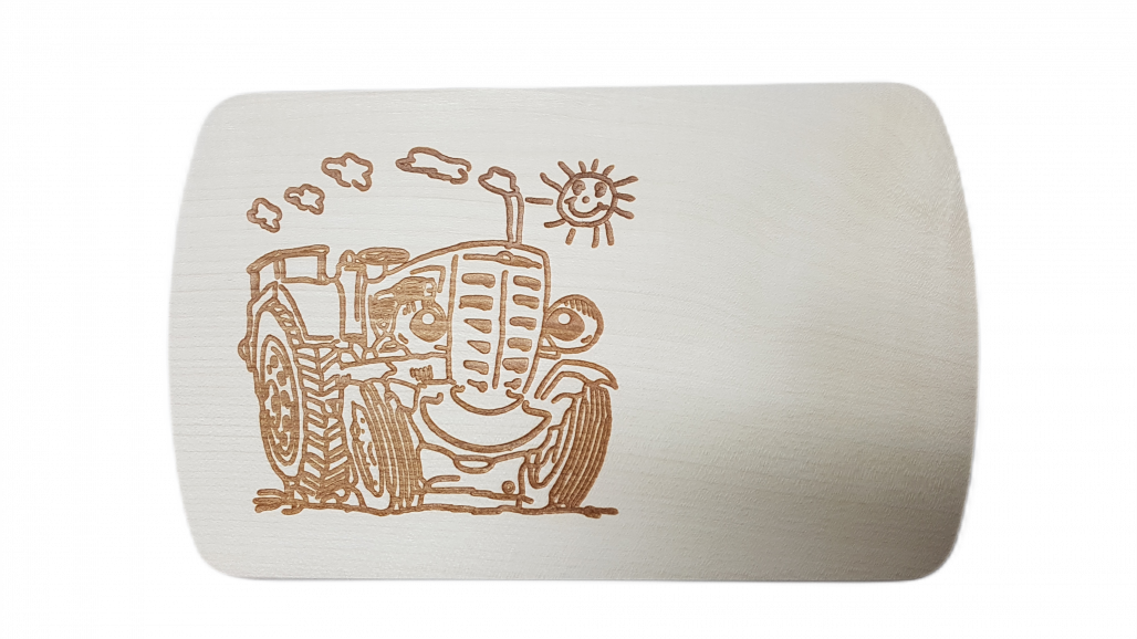 Brotzeitbrett lachender Traktor 15 x 24 x 1 cm