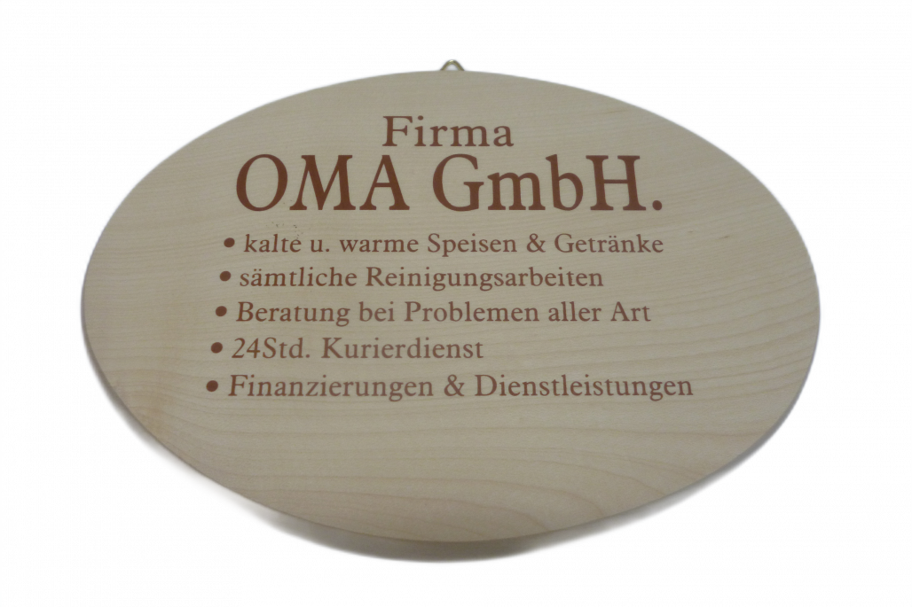 Spruchbrett: Oma GmbH