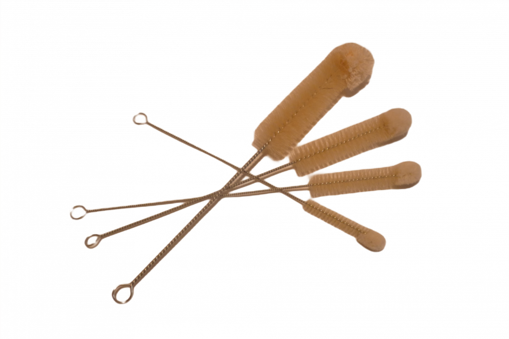 Reinigungsbürste mit Naturborsten und Baumwolle, 25 cm, Ø 1 cm