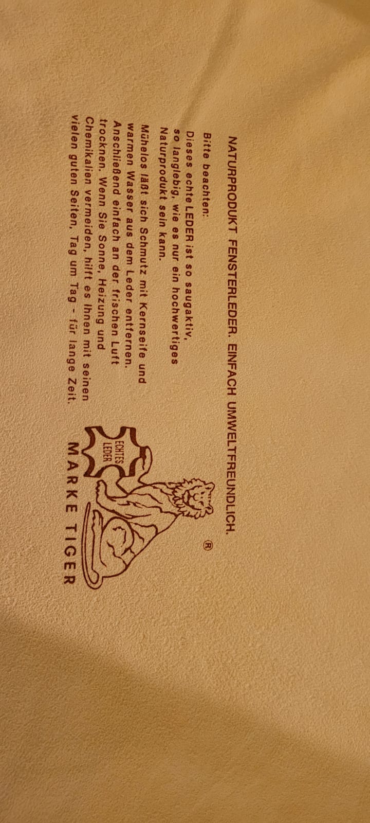 Original Tiger Fensterleder ca. 52 × 35 cm (klein)