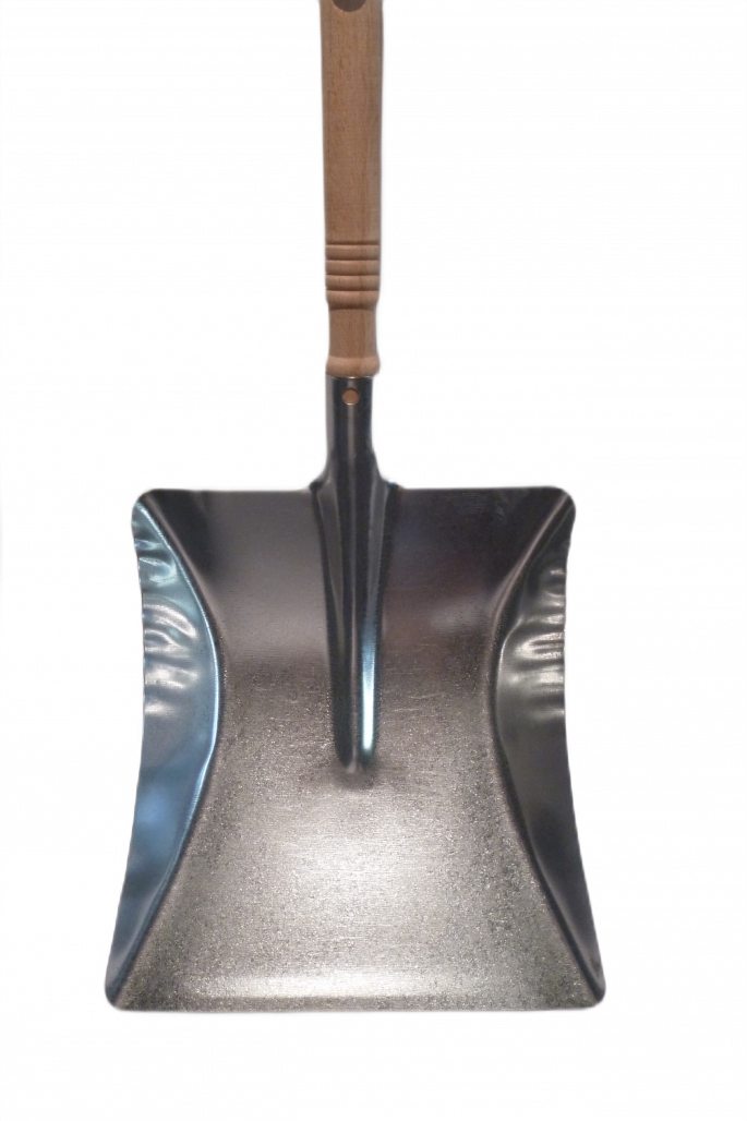 Kehrschaufel aus verzinktem Metall mit Holzgriff